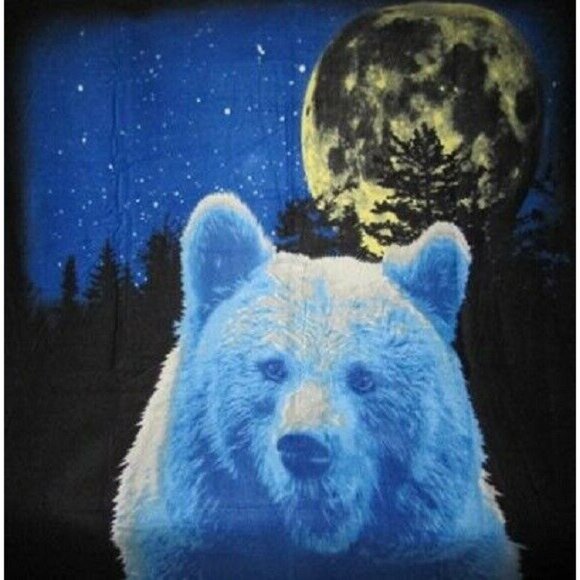 New Brown Bear Stars Fleece Throw Gift Blanket SOFT Grizzly Blue Starry SKY NIP - Picture 2 of 3